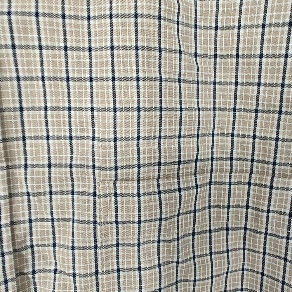 Haggar Wrinkle Free Men's Beige Plaid Short Sleeve Shirt Size X Large - Picture 3 of 3